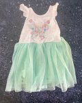 Woolworths White Floral Dress With Green Tulle Skirt 12 18M