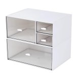 Milulugo Desk Organizer With 4 Drawers Makeup Organizer Desktop Storage Box Cosmetics Storage Box For Nail Polish Lipstick Brush