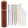 12PCS Large-eye Blunt Needle Plastic Bent Tapestry Needle Stainless Steel Yarn Knitting Needles Sewing Needles Wool Needle Hand Knitting Needle Sewing Knitting Needle For