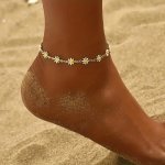 1PC Cute Chrysanthemum Daisy Chain Anklet Perfect For Summer Daily Accessories For Teenagers Girls Ideal Choice For Gifts