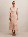 Liberty Flutter Sleeve Lace Midi Dress - 20 Soft Pink