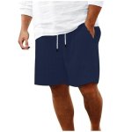 Summer Fashion Straight Leg Shorts For Men Striped Drawstring Elastic Waist Short Elastic Waist Vacation Beach Swim Pants Dark B