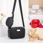 Elegant 2PCS Set: Chic Quilted Crossbody Bag With Matching Coin Purse - Adjustable Strap Zip Closure Lightweight Faux Leather