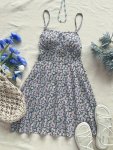 Floral Print Spaghetti Strap Dress Elegant Sleeveless Tie Back Cami Dress For Spring & Summer Women's Clothing