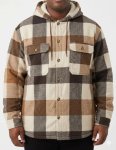 Mens Check Hooded Shackets Brown - 8XL Brown
