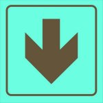 Photoluminescent Sign Red Arrow Down 190 X 190MM Signpra D 190