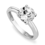 White Gold Moissanite Round Solitaire Womens Ring