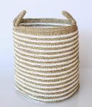 White & Natural Striped Basket