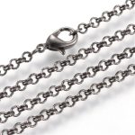 Rolo Gunmetal Iron Necklace Chain With Lobster Clasps 60CM 4PCS SET