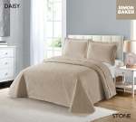 Simon Baker Daisy Bedspread Stone Various Sizes - Queen - 250CM X 270CM Bedspread + 2 Pillowcases 50CM X 70CM + 5CM Stone