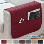 1PC Waterproof Stitching Sofa Armrest Cover With Storage Pocket For Sofa Couch Bedroom Office Living Room Home Decor Washable Co