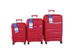 Smte Unbreakable Travel Luggage 3 Piece Suitcases Spinner Red With Keychain