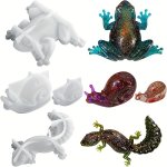 1PC Animal Resin Molds 3D Lifelike Lizard Frog Snail Shapes Silicone Molds For Resin Casting Small Animal Ornament Molds For Epo