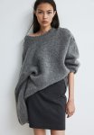 Short Pencil Skirt - Dark Grey Marl