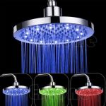 8" Temperature Sensitive Stainless Steel Round Bathroom Shower Head Rgb LED Light