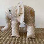 Ndlovu Handmade Elephant Soft Toy - Beige With Dots - Small Or Medium - Medium