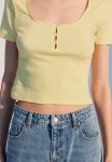 Ribbed Jersey Top - Light Yellow