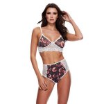 Baci - Grey Floral & Lace Bra Set S m