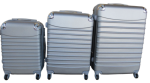Smte Silver Abs Luggage Set-spinner Wheels Telescoping Handles And Combo Lock 3 Piece With Keychain