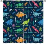 Kids Boys Dinosaur Curtains Girls Teens Child Dino Cartoon Wild Animals Nursery Curtain With Rod Pocket For Bedroom Living Room