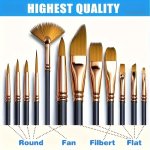 12PCS Professional Artist Painting Brush Oil Painting Watercolor Set For Oil Acrylic Canvas Gouache Includes Fine Detail Paint B
