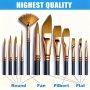 12PCS Professional Artist Painting Brush Oil Painting Watercolor Set For Oil Acrylic Canvas Gouache Includes Fine Detail Paint Brush For Fine Detailing Painting