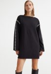 Embroidered Jersey Dress - Black