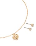 Goldair Gold Diamante Heart Locket Necklace & Circle Diamante Earrings Set