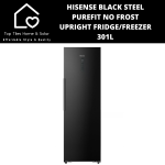 Hisense Black Steel No Frost Upright Fridge Freezer Convert Function - 301L