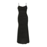 Black Glitter Draped Maxi Dress