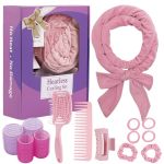 Heatless Curls Overnight 70" Velvet Hair Curlers For Long Hair No Heat Hair Rollers - Pink
