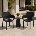 Dora Stackable Outdoor Arm Chair Black Taupe - Black