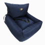 2-IN-1 Pet Car Seat And Bed - Small / Navy Blue Canvas