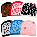 Letter Knitted Y2K Beanie Hat Stylish Beanies Lightweight Elasticity Warm Skull Cap For Women Men
