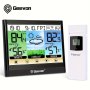 1PC Weather Station Wireless Indoor Outdoor Thermometer Hygrometer With Dew Point Heat Index Touch Lcd Display Digital Weather Thermometer With Alarm Clock And Adjustable Backlight