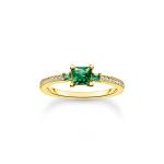 Ring With Green And White Stones Gold - 56