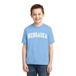 Wild Bobby State Of Nebraska College Style White Fashion Unisex Boys Girls Graphic Youth T-Shirt Light Blue XL