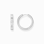 Hoop Earrings With White Stones - Silver