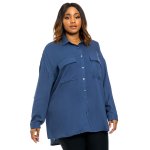 Donnay Plus Size Button Through Shacket Shirt - Purple