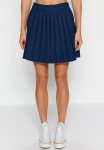Pleat Detailed MINI Length Woven Skirt - Navy Blue