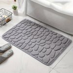 Soft Memory Foam Bath Mat Pebble Embossed Quick-dry & Washable Non-slip Polyester Backing Rectangular Dot Pattern Ideal For Show