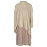 Poloneck Pointy Knit Mesh Dress - Cream Free