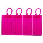 4 Packs Colorful Flexible Travel Luggage Tags For Baggage Bags suitcases - Name Id Labels Set For Travel - Rose