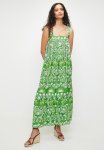 Tie Detail Midi Dress - Green Leafy Monster Dbl Border