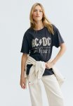 Oversized Printed T-Shirt - Dark Grey Acdc