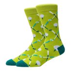 1 Pair Of Men's Trendy Cartoon Golf Pattern Crew Socks Breathable Comfy Casual Unisex Socks For Men's Outdoor Wearing All Season
