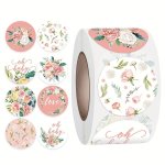 500PCS Floral Thank You Stickers Mother's Day Stickers Waterproof Glue Sticker Notebook Guitar Refrigerator Skateboard Scrapbook
