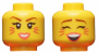 Parts Minifigure Head Dual Sided Female Reddish Brown Eyebrows Magenta Cat Whiskers Coral Lips Smiling / Singing With Closed Eyes Pattern - Hollow Stud 3626CPB2318