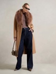 Chelsea Double Breasted Fur Collar Coat - 16 Mid Camel