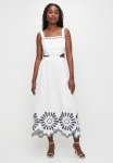 Tie Detail Fit & Flare With Embroidery - Black & White